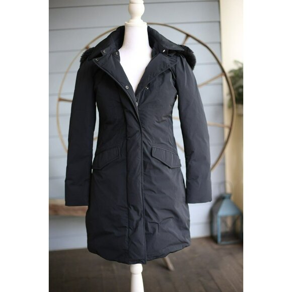 NWT Woolrich Huge Fur Trim Down Parka SZ XS Black $1,095